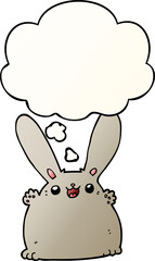 cartoon rabbit with thought bubble in smooth gradient style