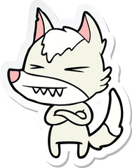 sticker of a angry wolf cartoon