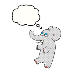 freehand drawn thought bubble cartoon cute elephant