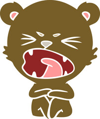 angry flat color style cartoon bear