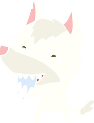 flat color style cartoon hungry wolf