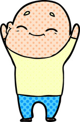 happy cartoon bald man