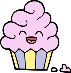 hand drawn doodle style cartoon cupcake