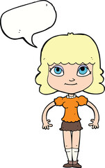cartoon girl with speech bubble