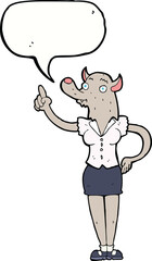 cartoon werewolf woman with idea with speech bubble