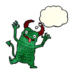 cartoon demon with thought bubble