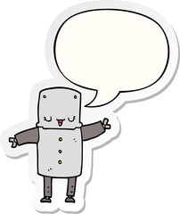 cartoon robot with speech bubble sticker