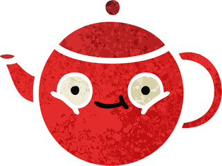 retro illustration style cartoon of a teapot