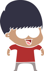 happy flat color style cartoon boy