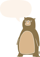 cartoon bear with speech bubble in retro style
