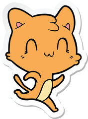 sticker of a cartoon happy cat