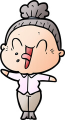 cartoon happy old woman
