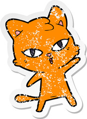 distressed sticker of a cartoon cat