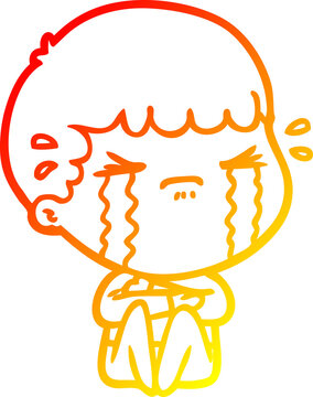recommend clip art: warm gradient line drawing of a cartoon man crying