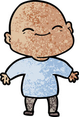happy cartoon bald man
