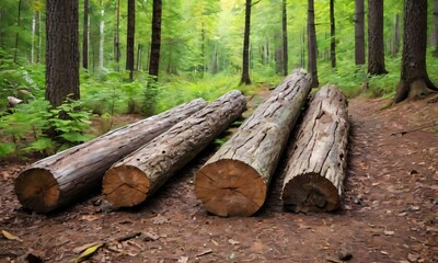 Old Wooden Logs In The Forest