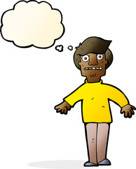 cartoon shocked man with thought bubble