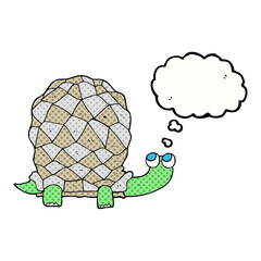 freehand drawn thought bubble cartoon tortoise