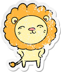 distressed sticker of a cartoon lion