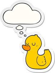 cartoon duck with thought bubble as a printed sticker