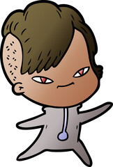 cute cartoon girl with hipster haircut