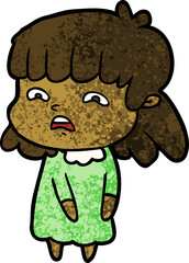 cartoon worried woman
