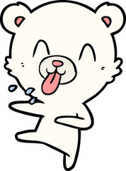 rude cartoon dancing polar bear sticking out tongue