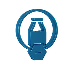 Blue Lactose free icon isolated on transparent background.