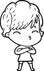 cartoon woman thinking