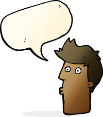 cartoon surprised man with speech bubble