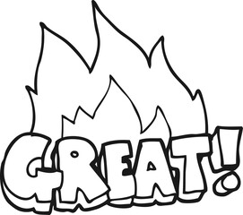 GREAT! freehand drawn black and white cartoon symbol
