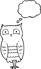 freehand drawn thought bubble cartoon owl