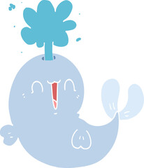 flat color style cartoon whale spouting water