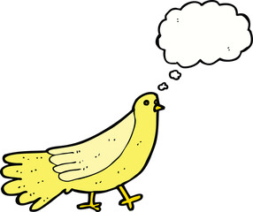 cartoon bird with thought bubble