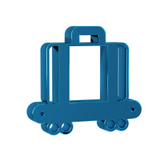 Blue Airport conveyor belt with passenger luggage, suitcase, bag, baggage icon isolated on transparent background.