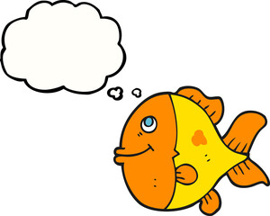 Fototapeta premium freehand drawn thought bubble cartoon fish