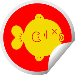 circular peeling sticker quirky cartoon fish
