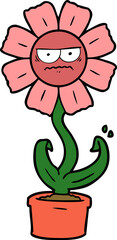 angry cartoon flower