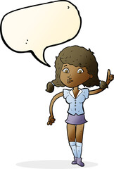 cartoon pretty woman with idea with speech bubble