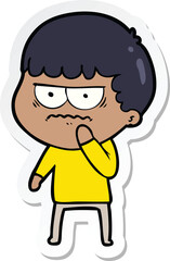 sticker of a cartoon annoyed man