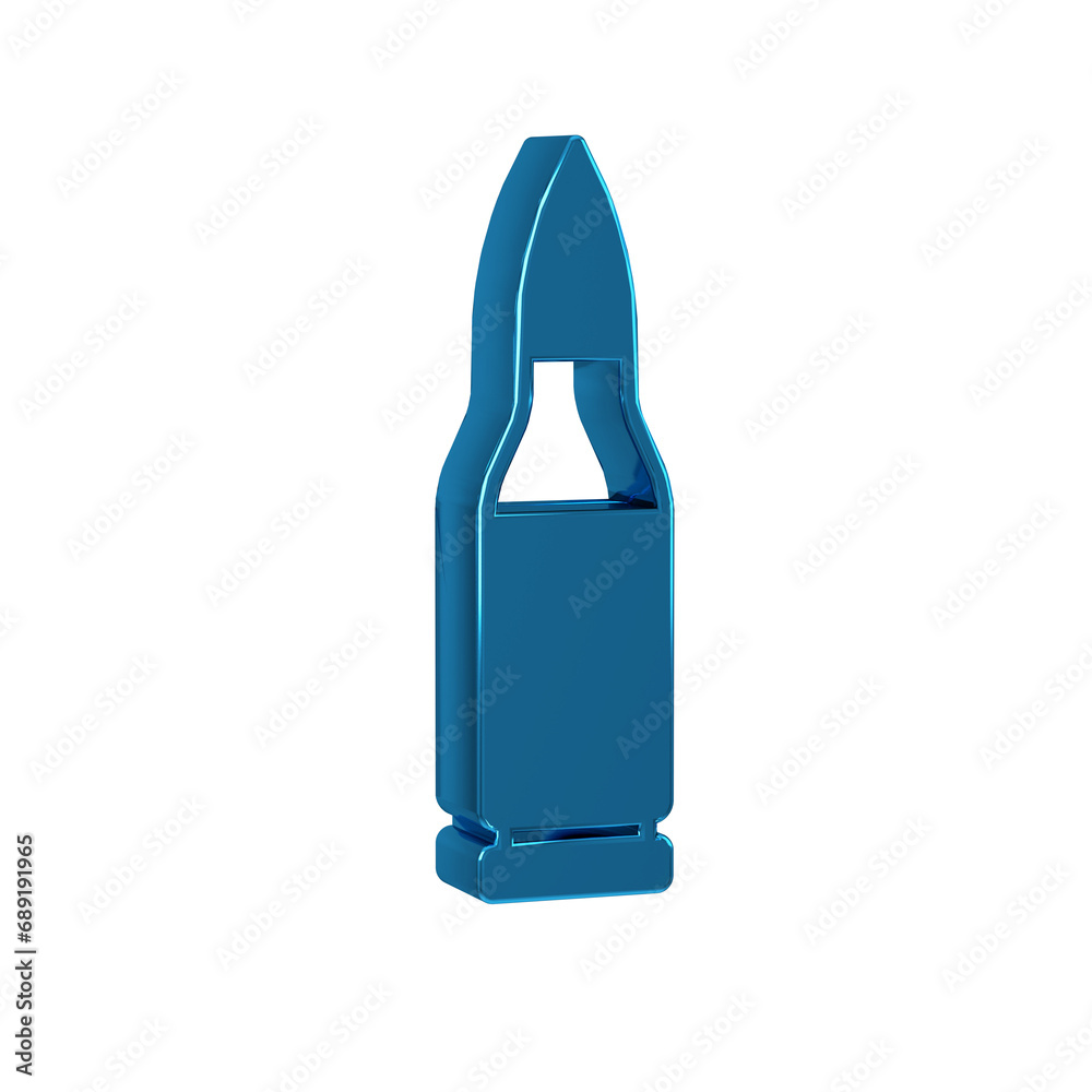 Poster Blue Bullet icon isolated on transparent background.