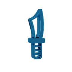 Blue Military knife icon isolated on transparent background.