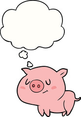 cartoon pig with thought bubble