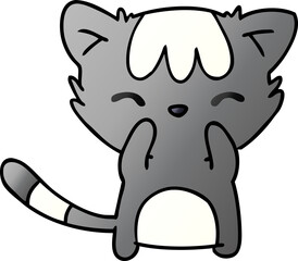 freehand drawn gradient cartoon of cute kawaii cat