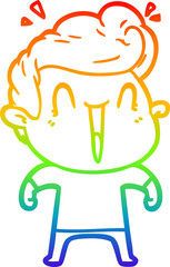 rainbow gradient line drawing of a excited man cartoon
