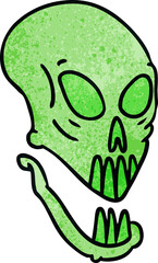 hand drawn textured cartoon doodle of a skull head