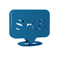 Blue Skateboard icon isolated on transparent background. Extreme sport. Sport equipment.