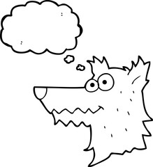 freehand drawn thought bubble cartoon wolf head