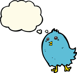 cartoon bluebird with thought bubble