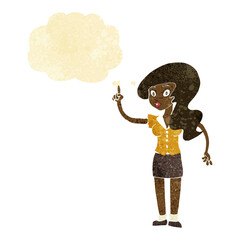 cartoon pretty woman with idea with thought bubble